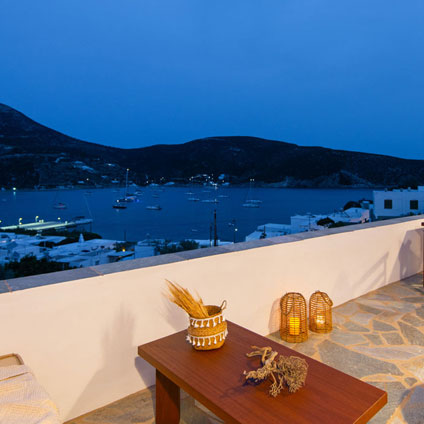 View at the bay of Vathy and the sea from Thymari villas in Sifnos